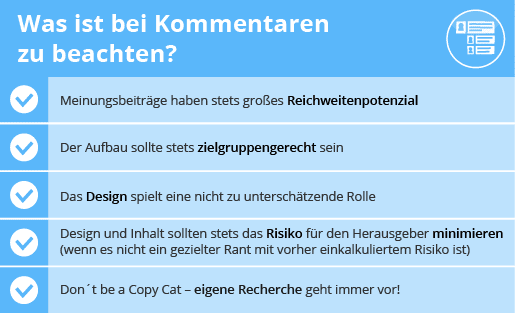 Was bei Kommentaren zu beachten ist