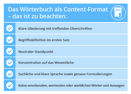 Das Wörterbuch als Content-Format: Die Checkliste